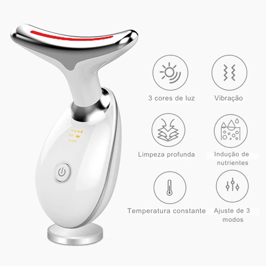 Massageador Facial LED Vibration Pro – Rejuvenesça, Tonifique e Redefina Seu Rosto em Minutos por Dia