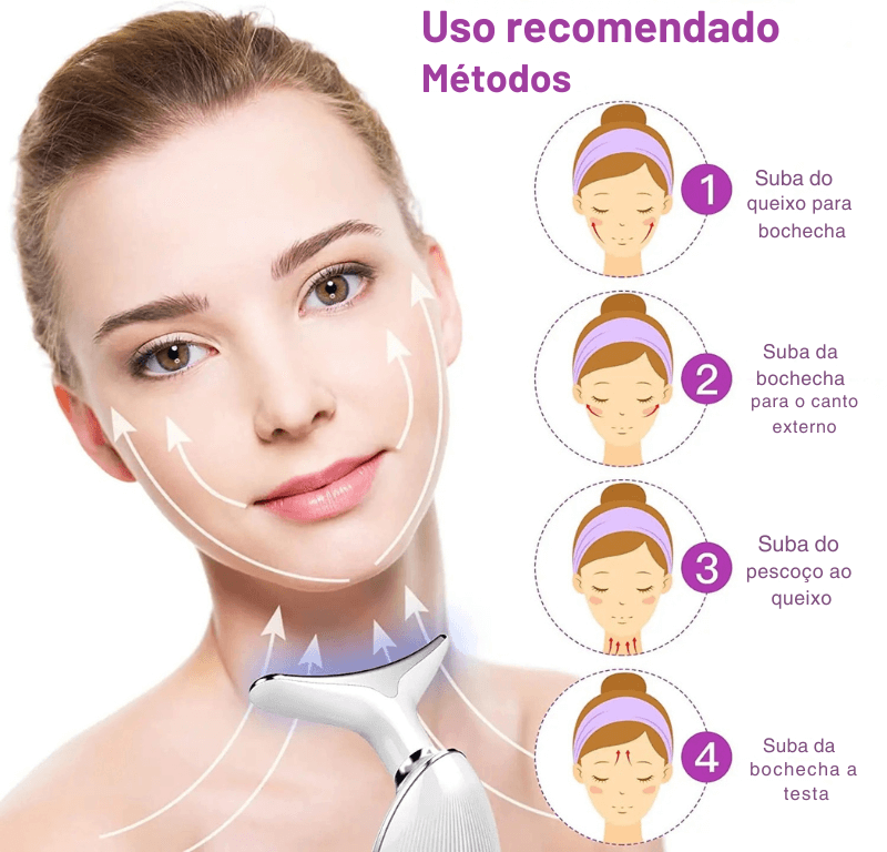 Massageador Facial LED Vibration Pro – Rejuvenesça, Tonifique e Redefina Seu Rosto em Minutos por Dia