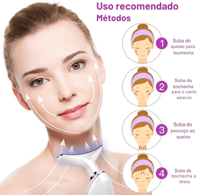 Massageador Facial LED Vibration Pro – Rejuvenesça, Tonifique e Redefina Seu Rosto em Minutos por Dia