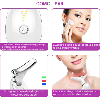 Massageador Facial LED Vibration Pro – Rejuvenesça, Tonifique e Redefina Seu Rosto em Minutos por Dia