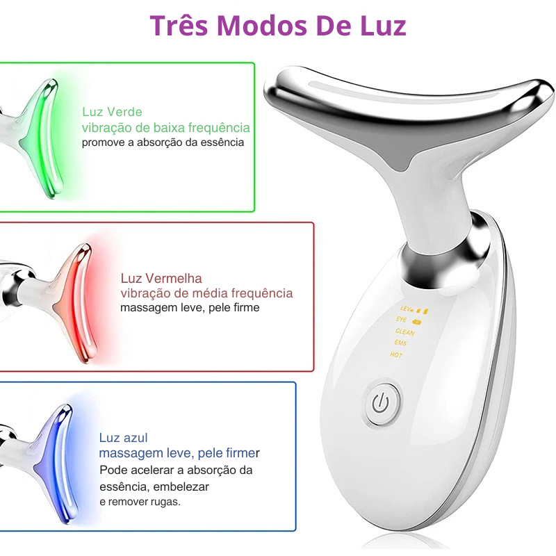 Massageador Facial LED Vibration Pro – Rejuvenesça, Tonifique e Redefina Seu Rosto em Minutos por Dia